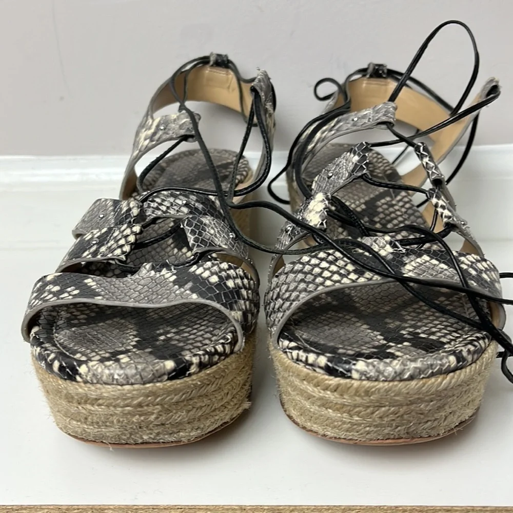 MICHAEL Michael Kors snakeskin printed leather gladiator espadrilles